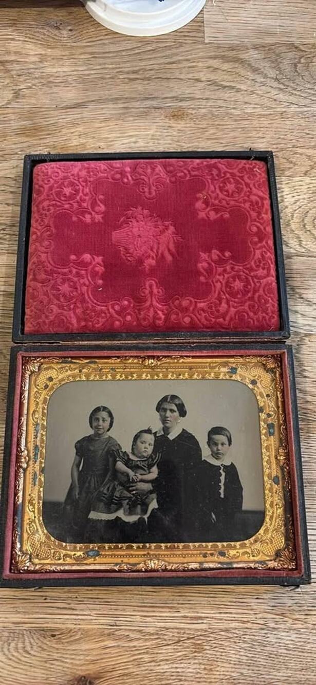 Rare Half-Plate Family Ambrotype Photo Victorian 1850s Cased Antique